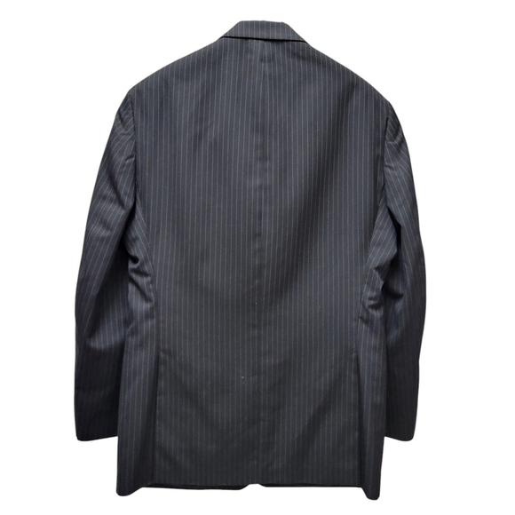 Calvin Klein Polyester Rayon Pinstripe Suit Jacket 42R Men's. Navy Gray Stripe - Picture 4 of 8
